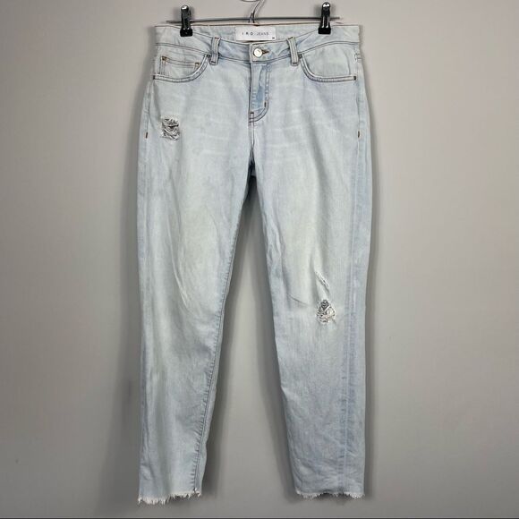 IRO JAROD Y2K Low Rise Distressed Ripped Skinny Crop Ankle Light Wash Jeans 28 - Picture 3 of 16